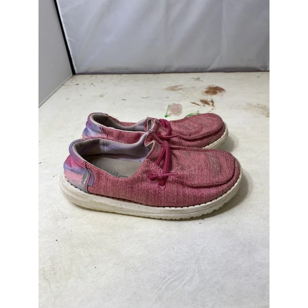 Hey Dude Wendy Youth Size K10 Funk Fuxia Loafers Slide On Shoes Pink Glitter